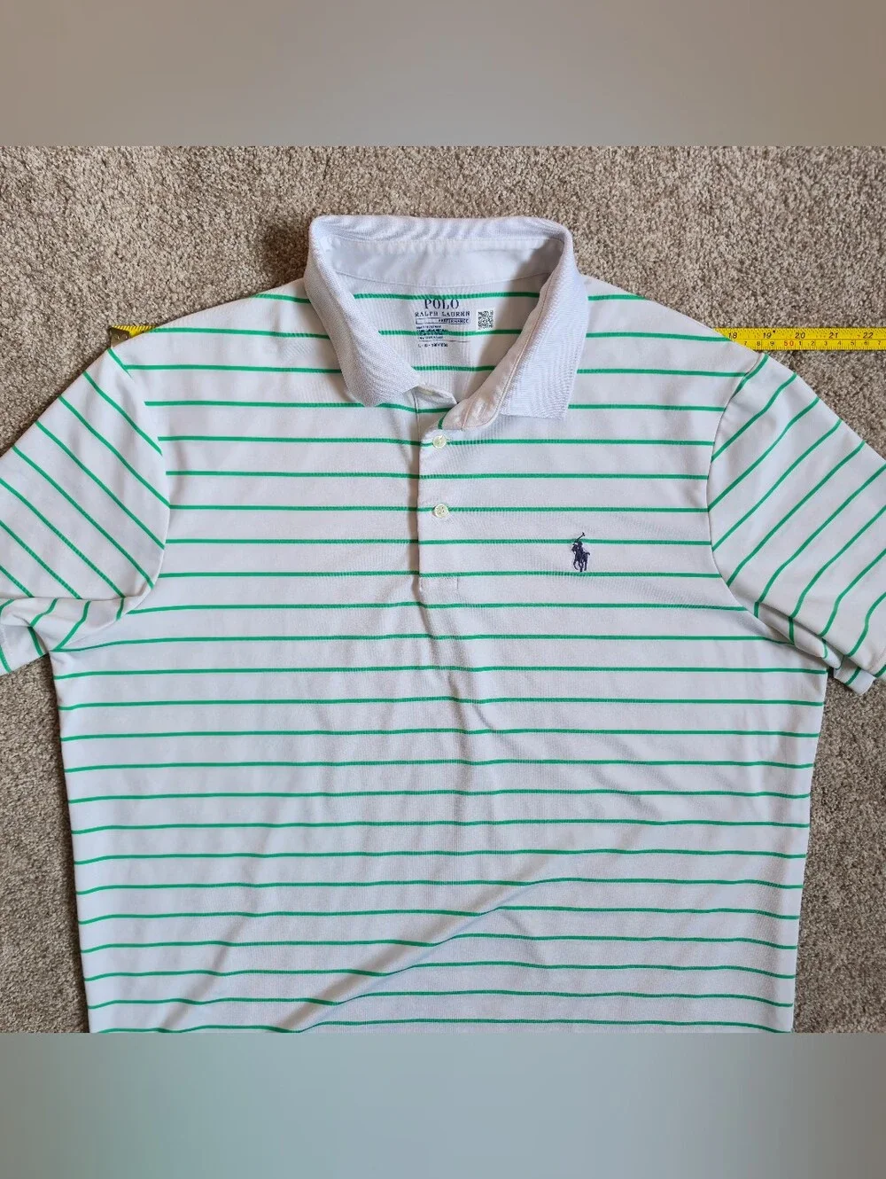 POLO GOLF RALPH  LAUREN Performance Shirt Mens L Mint Green Striped